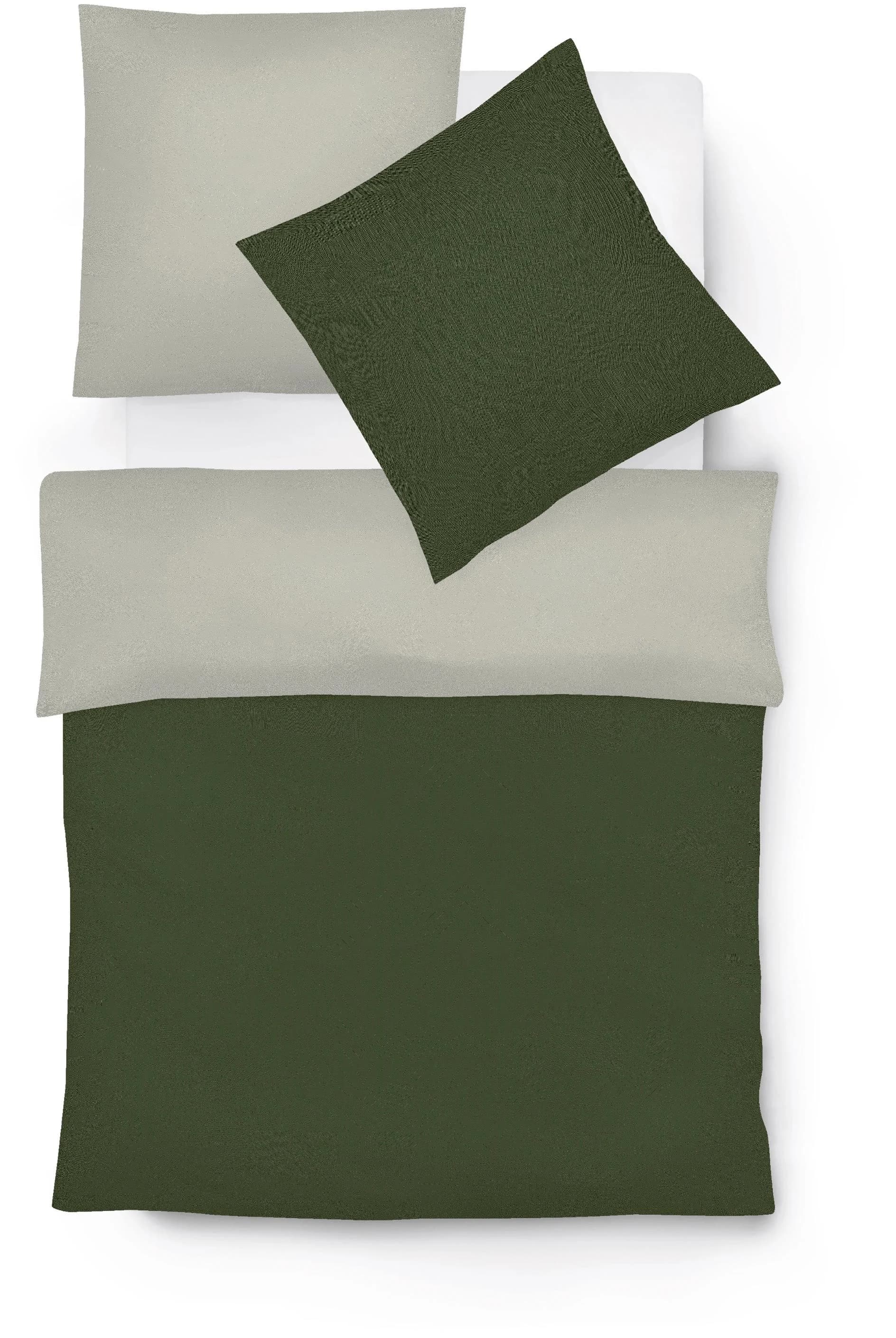 Fleuresse Wendebettwäsche Lech Flanell Olive Silber 200x200 cm