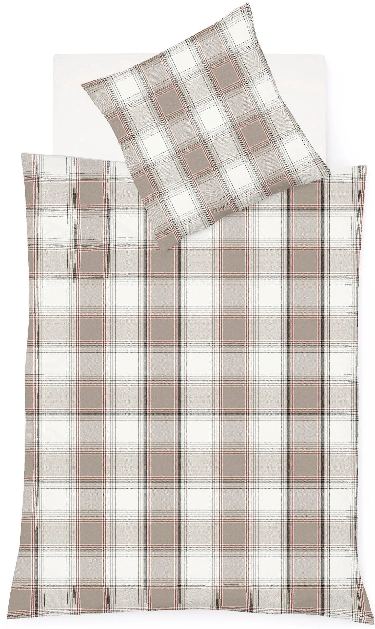 Fleuresse Bettwäsche Lech 4387 Beige Flanell Karo 3-tlg.