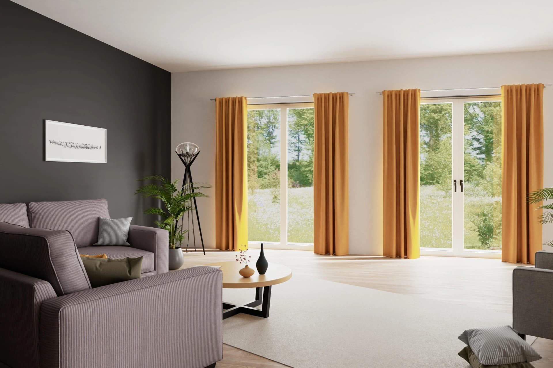 HOMING Vorhang Velia Safran Polyester 140x245 cm