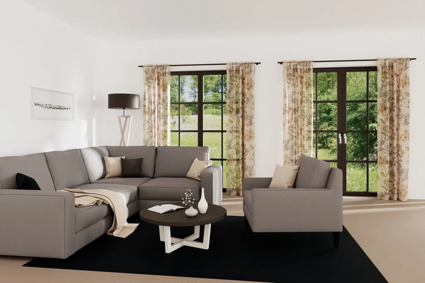 HOMING Gardine Stockholm Grau 140x245cm Polyester Leinen