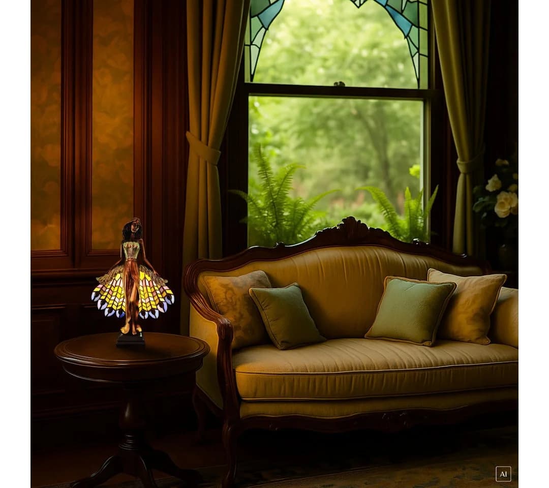 abc HOME Tischleuchte Tiffany-Stil Dame