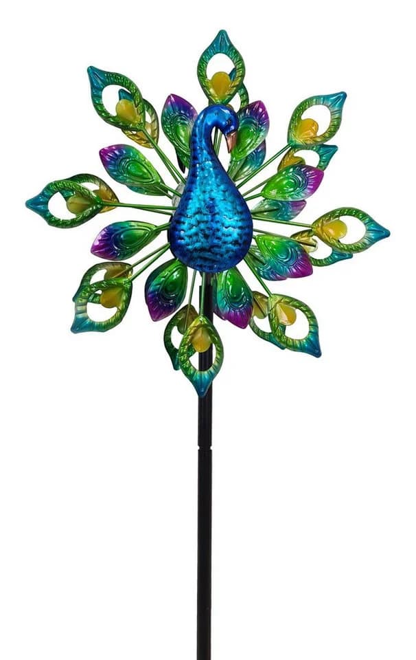 abc HOME LED Gartenleuchte Pfau mit Solarpanel & Farbwechsel