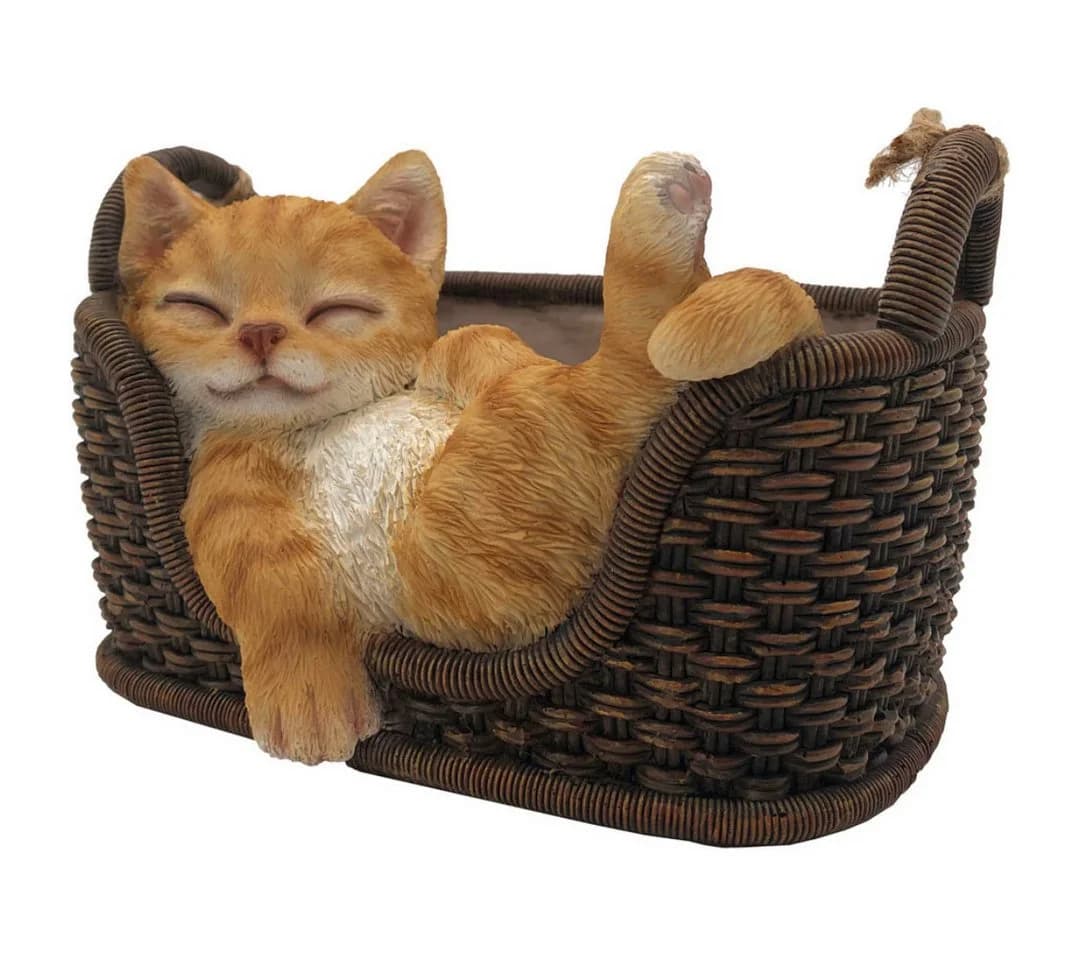 abc HOME Dekofigur Schlafende Katze im Korb