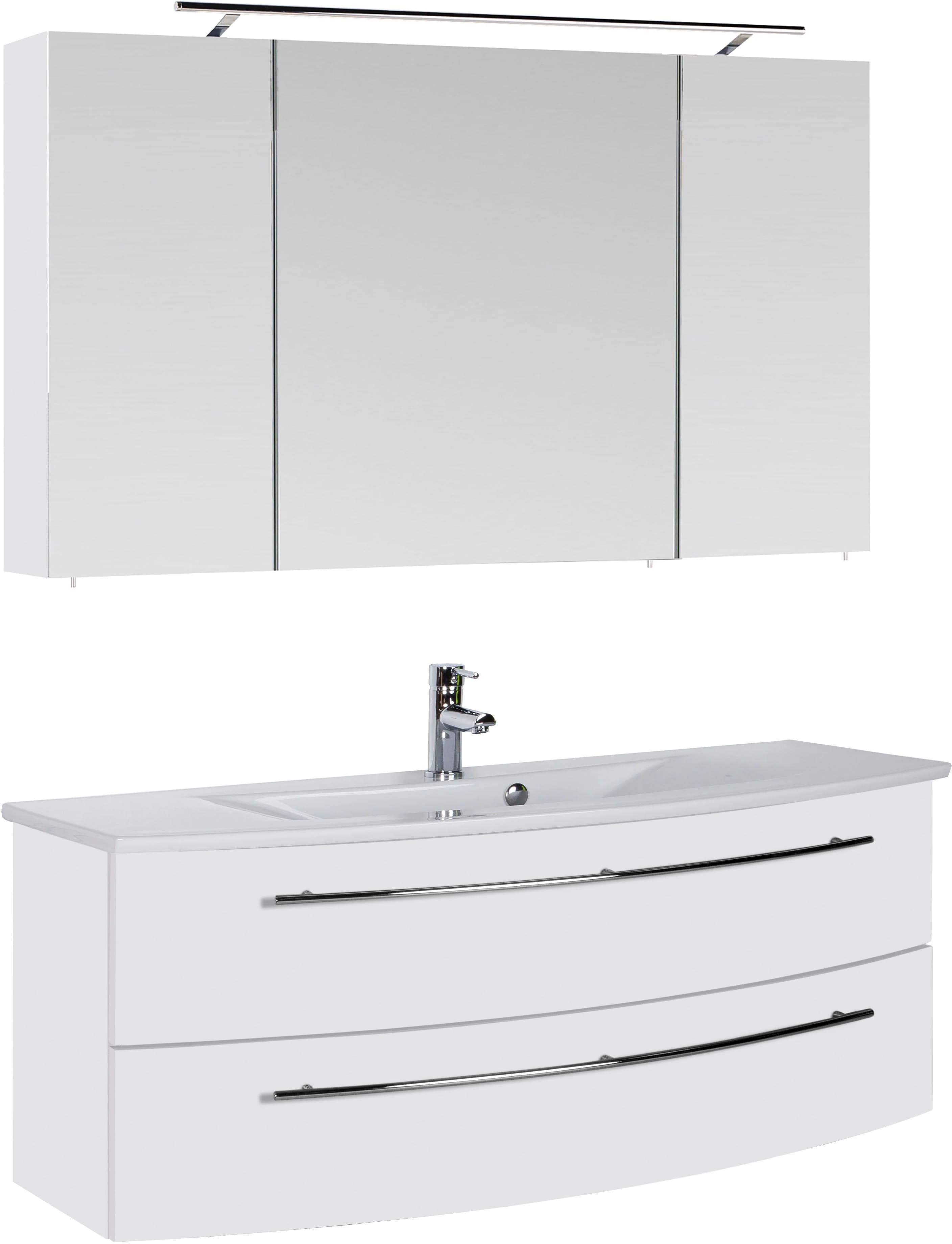 Badmöbel-Set SAPHIR 3040 Weiß Glanz mit LED Spiegelschrank
