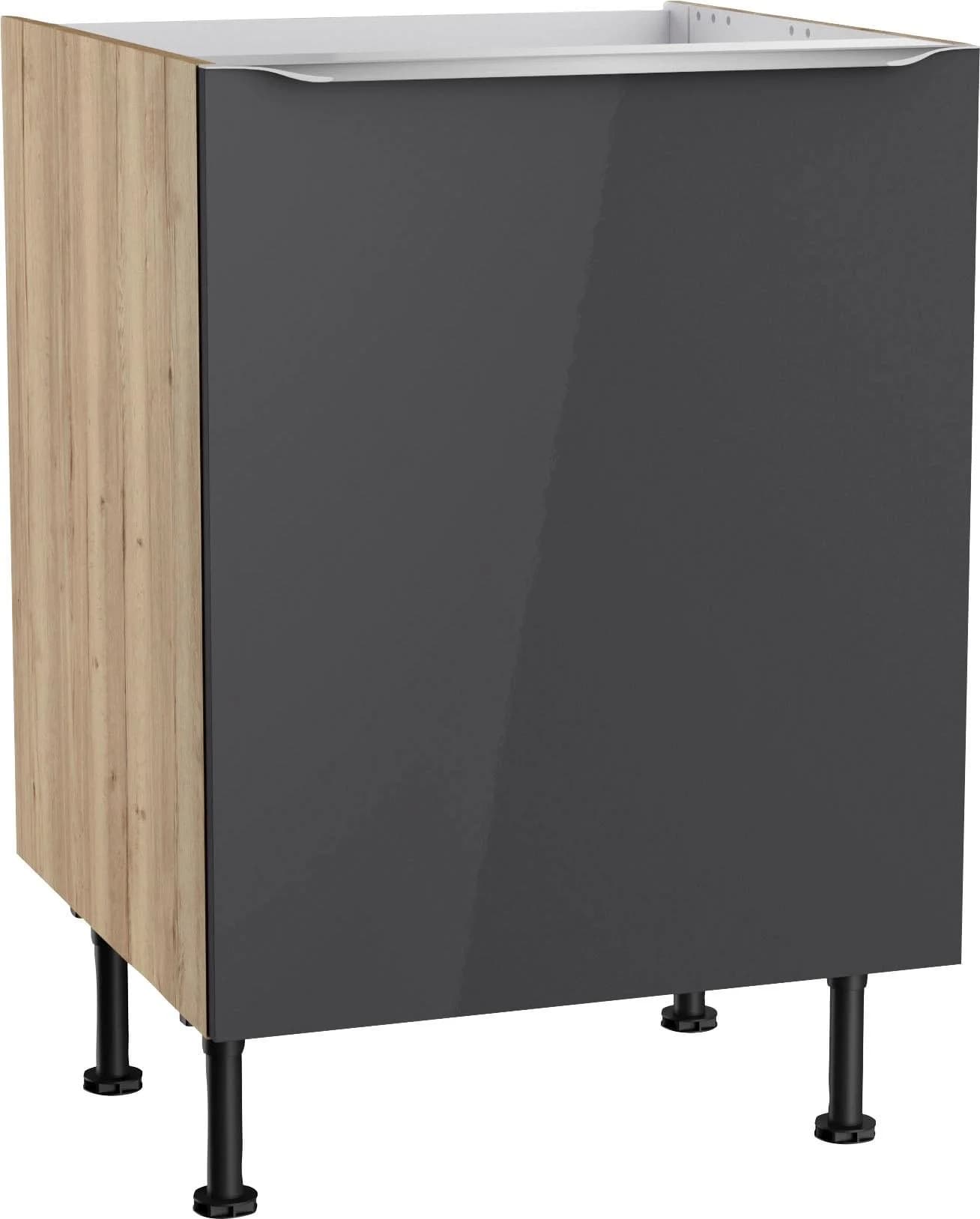 Kochstation Spülenschrank KS-Aken Anthrazit Hochglanz 60cm