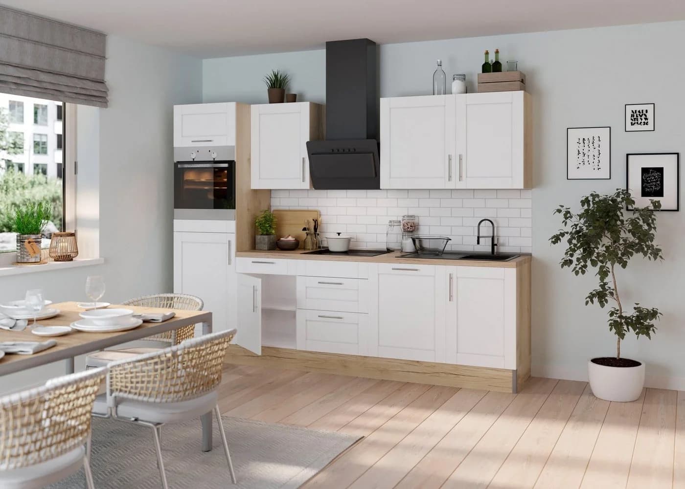 KOCHSTATION Küche KS-Ahus 280 cm weiß matt MDF Soft Close