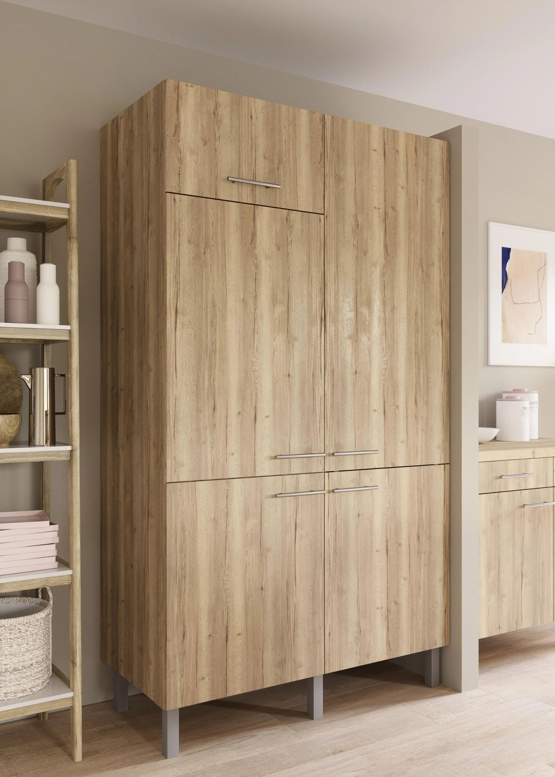 OPTIFIT Pantryküche Lilly 120cm Wildeichebraun mit Kühlmodul