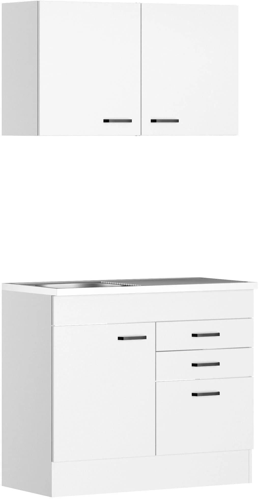 Pantryküche OPTIFIT OPTImulti weiß matt mit Spülenschrank