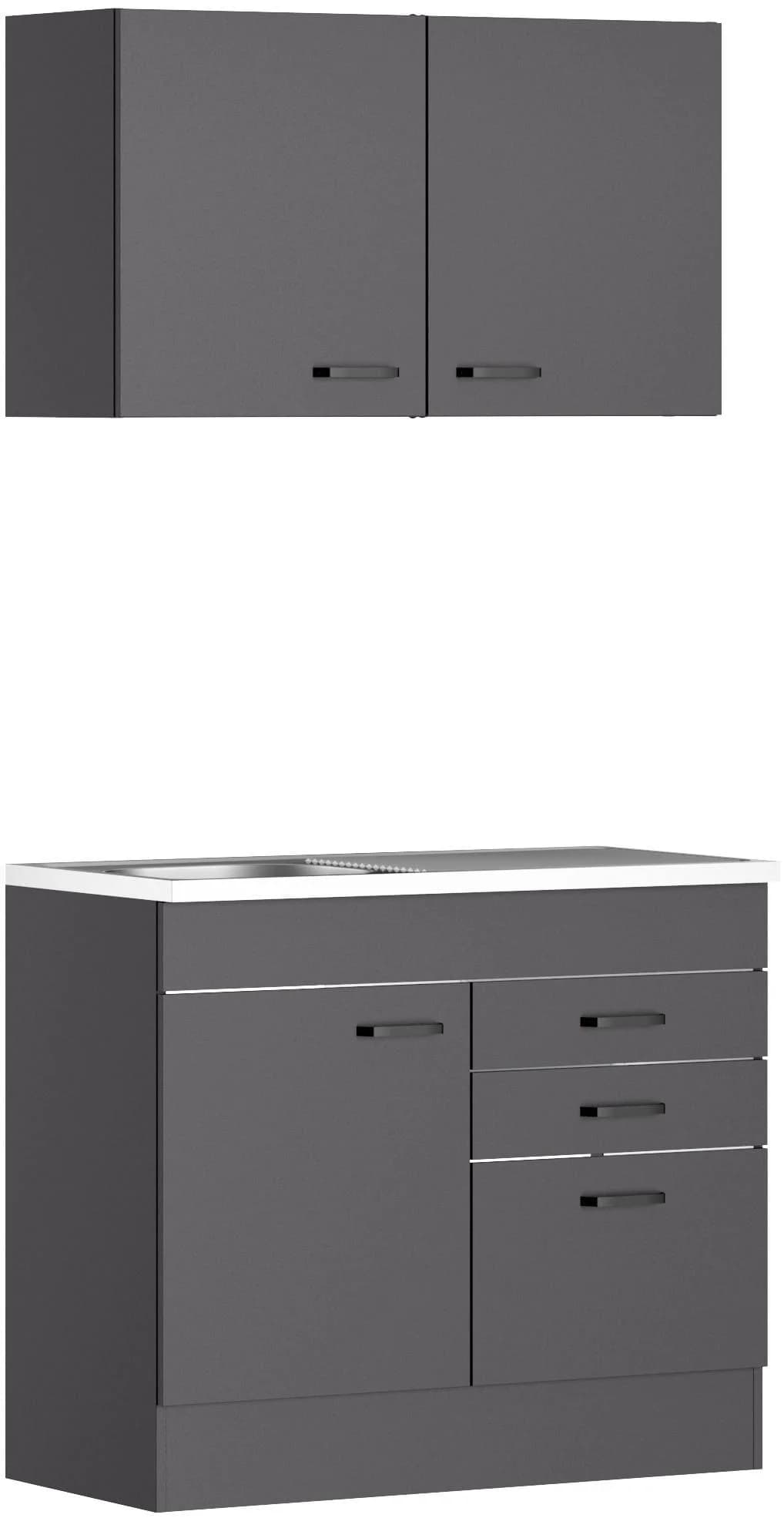 Optifit Pantryküche OPTImulti Grau Anthrazit 100 cm