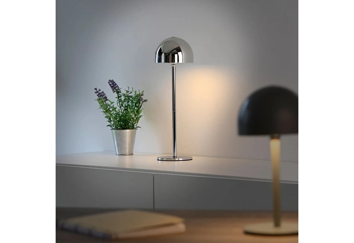 OTTO HOME Akku Tischlampe Garrin mit Flaschenaufsatz Grau Chrom