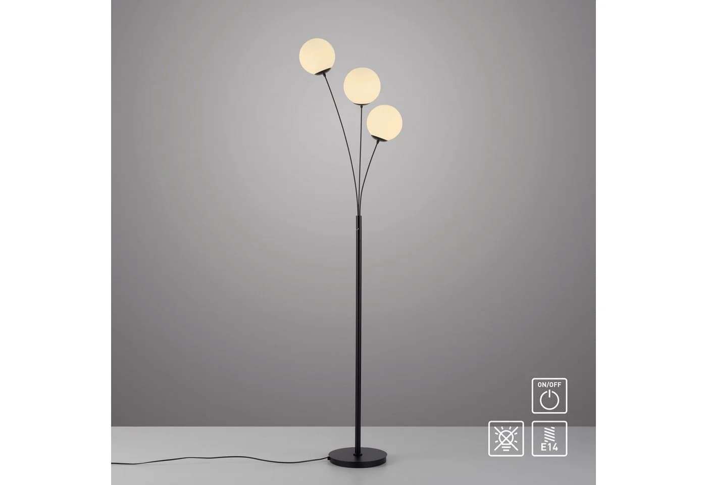 OTTO HOME Stehlampe Nellin Schwarz Glas Opal Matt Weiß