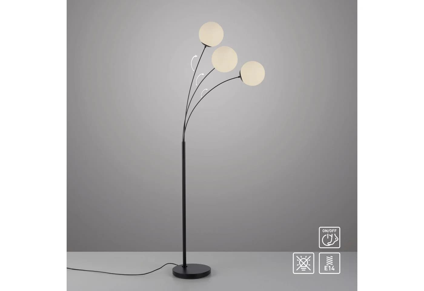 OTTO HOME Stehlampe Nellin Schwarz Glas Opal Matt Weiß
