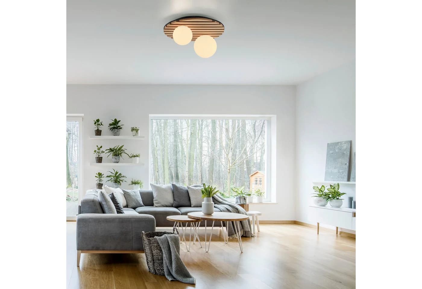 OTTO HOME Deckenleuchte Evinnia Braun Weiß Holz Glas