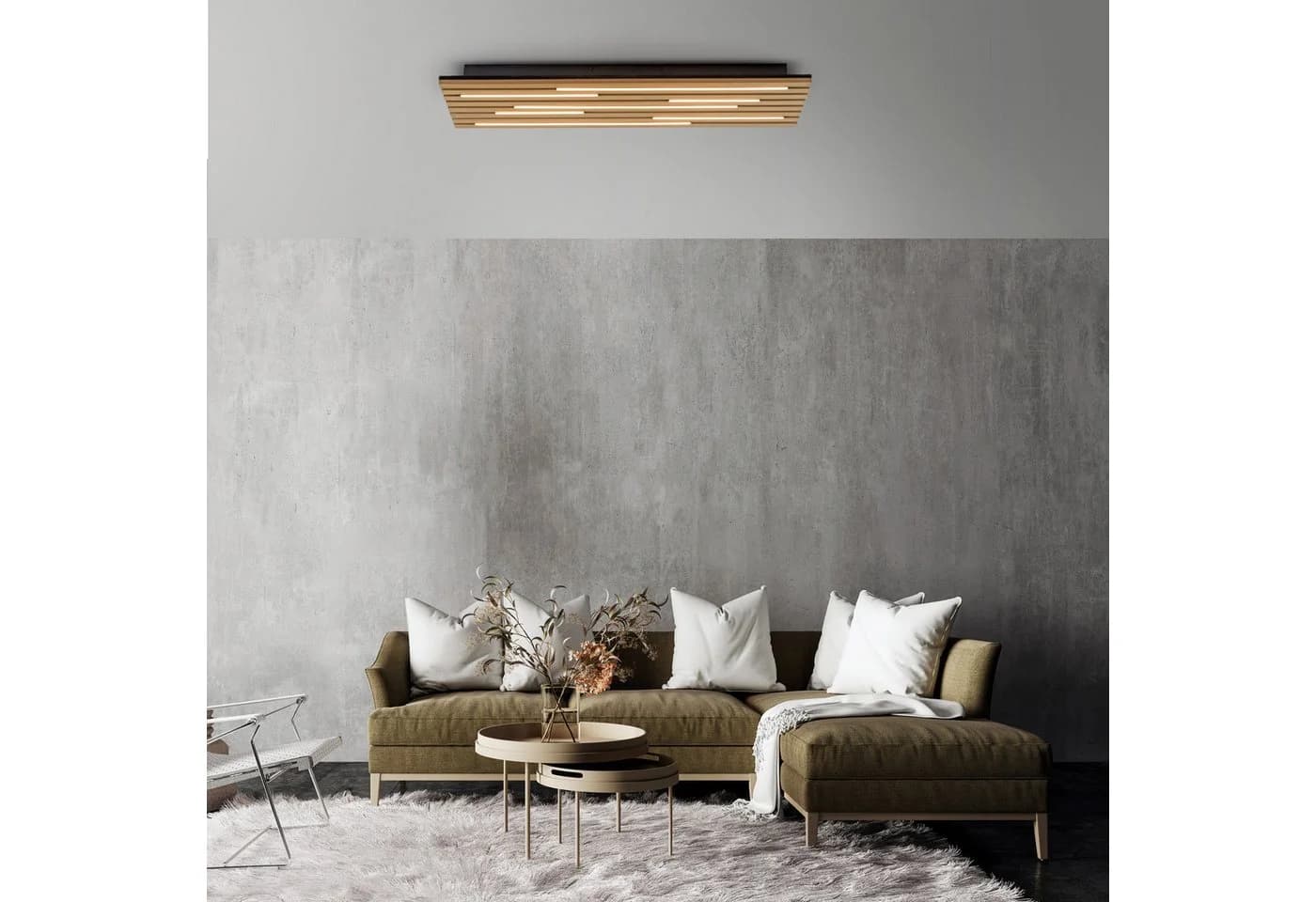 JUST LIGHT LED Deckenleuchte AKUSTIK Holz Natur