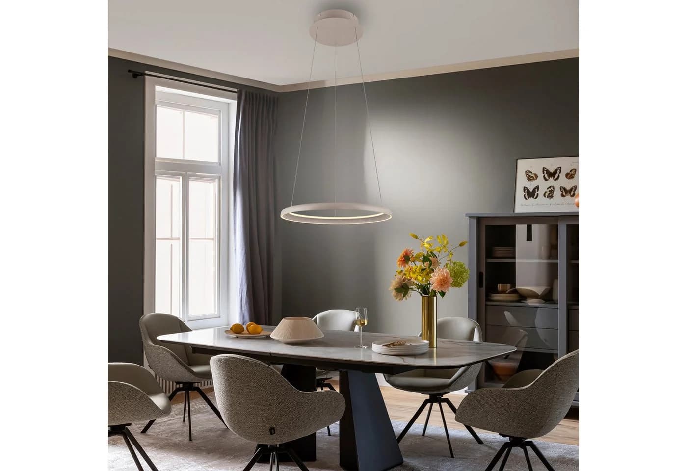 LED Pendelleuchte QUILLO Sandbrise SimplyDim Memoryfunktion Comfort-Lift
