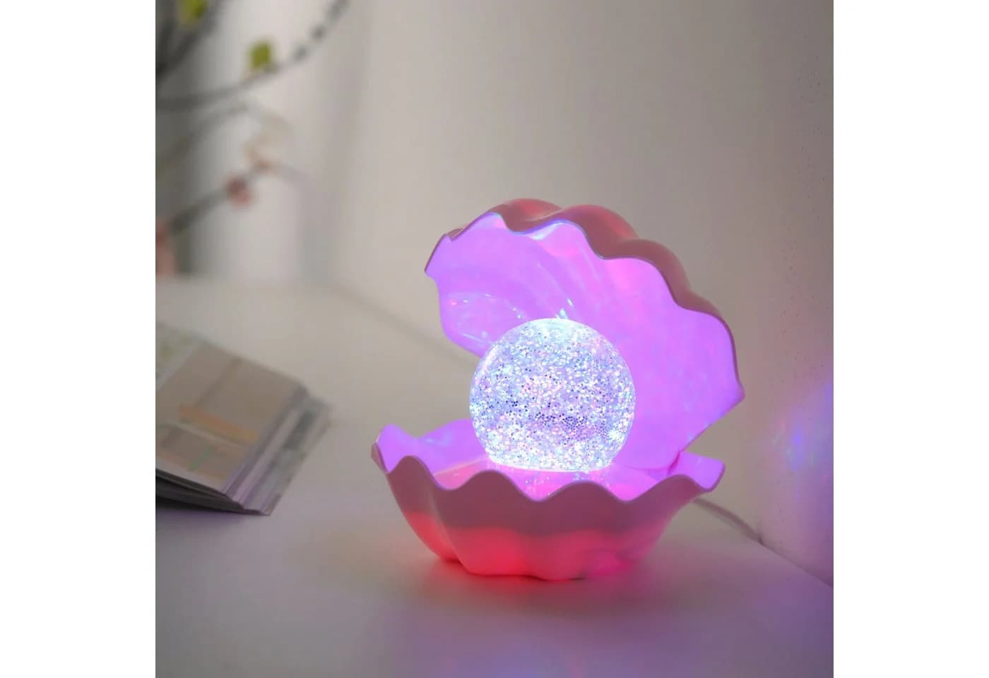 JUST LIGHT LED Tischleuchte ARIELLE rosa mit Farbwechsler und Glitzereffekt