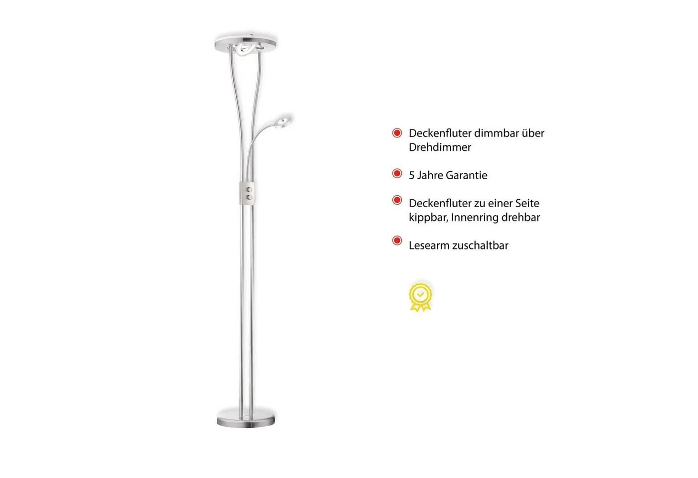 JUST LIGHT Stehlampe HELIA LED Warmweiß Dimmbar