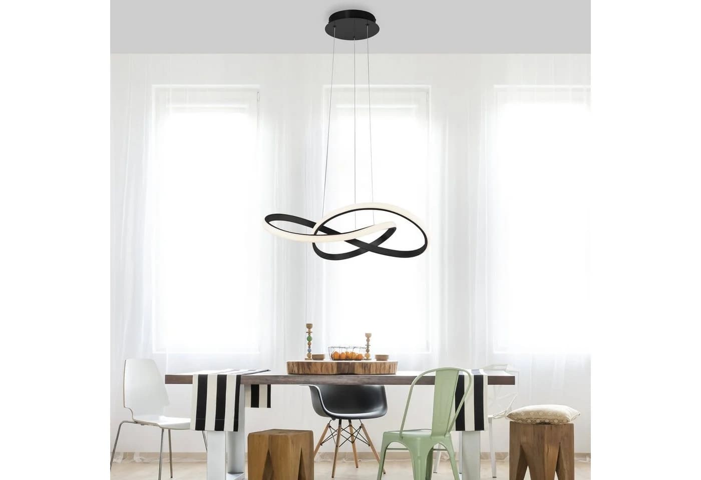JUST LIGHT Pendelleuchte MARIA Schwarz LED Dimmbar Switchmo