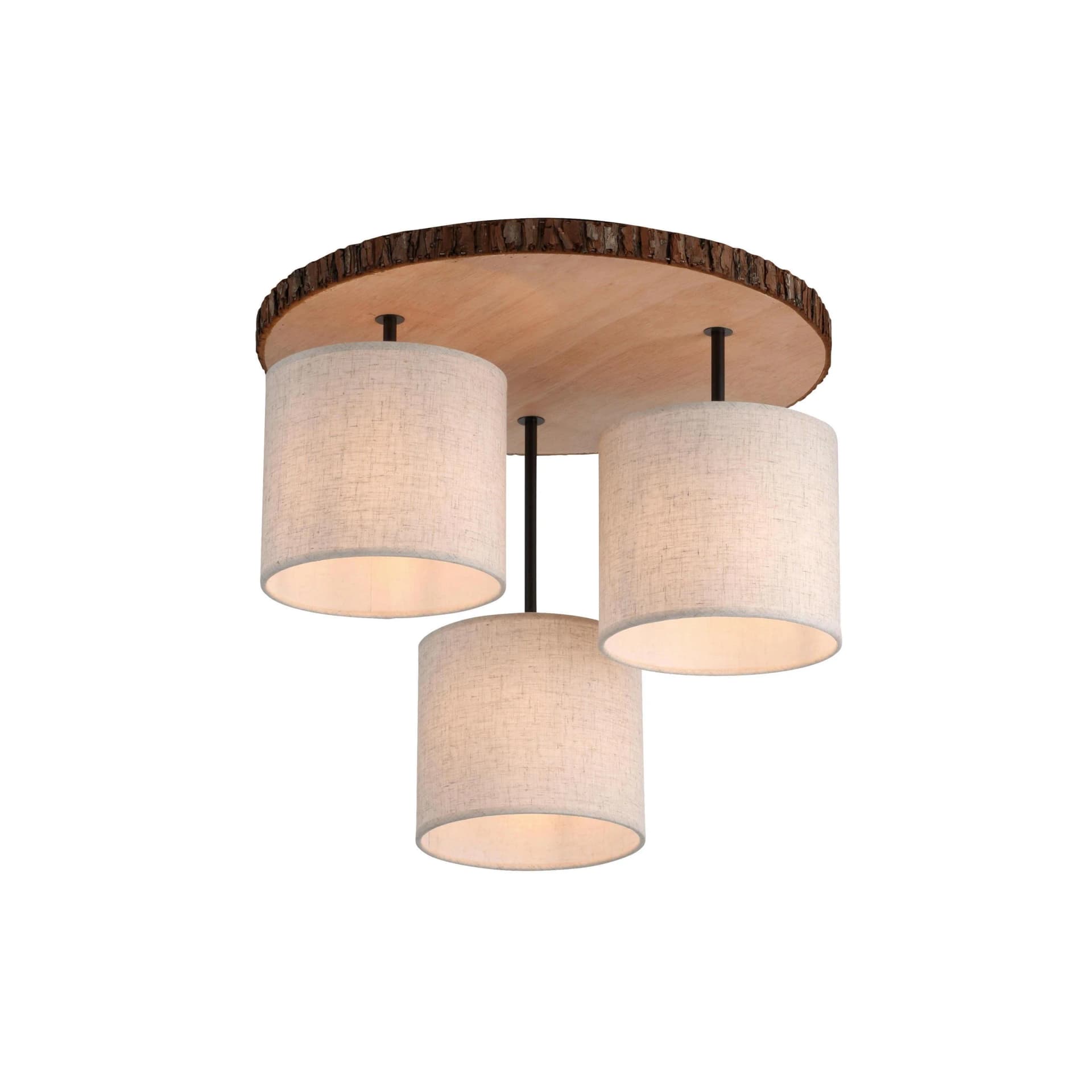 Just Light Deckenleuchte Bark 3-flammig Beige/Braun höhenverstellbar