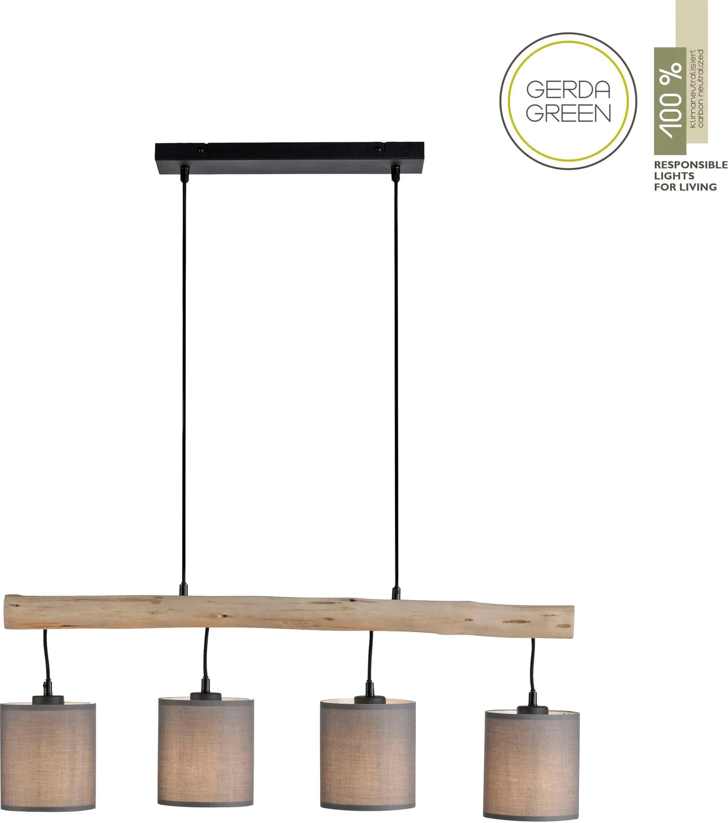 JUST LIGHT Pendelleuchte GREEN TRIB Taupe 4-flammig E27 verstellbar