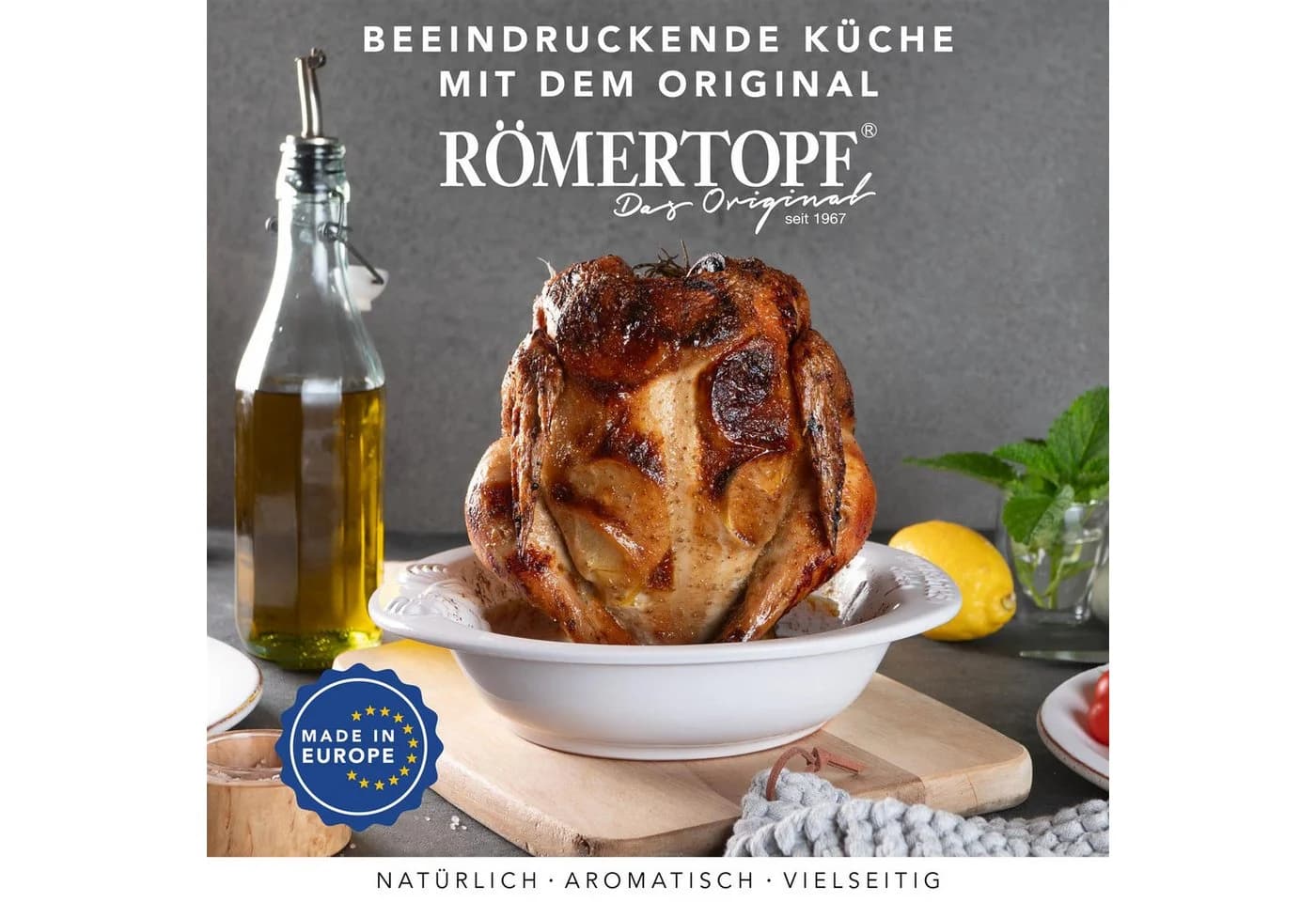 RÖMERTOPF Bräter Hähnchenbräter Chicko Weiß