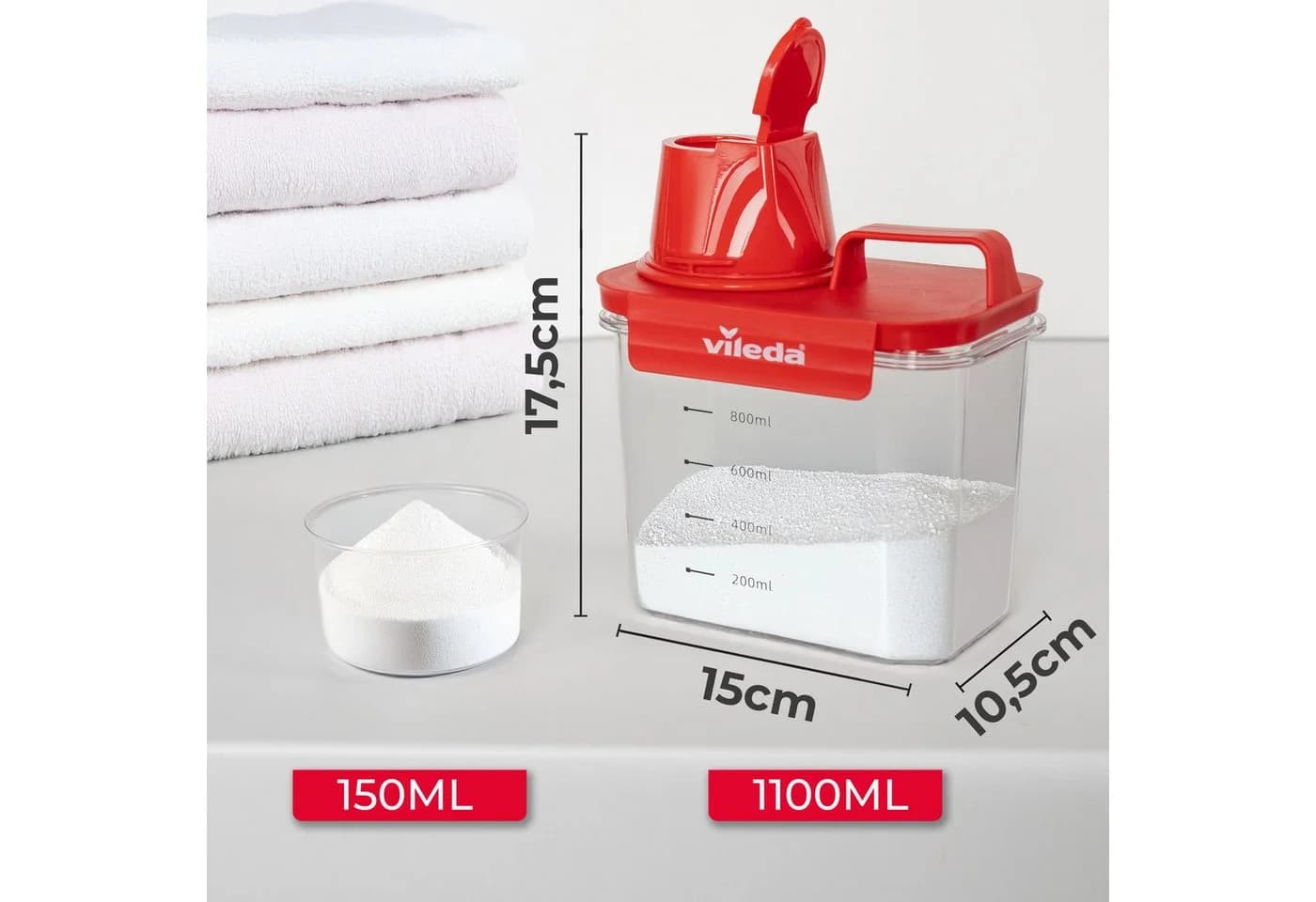 Vileda Aufbewahrungsbox Waschmittelbox 1100ml rot