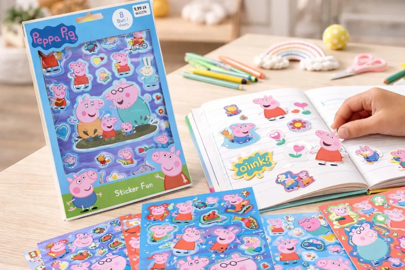 Peppa Pig Sticker-Set 8 Seiten, viele bunte Motive & Figuren