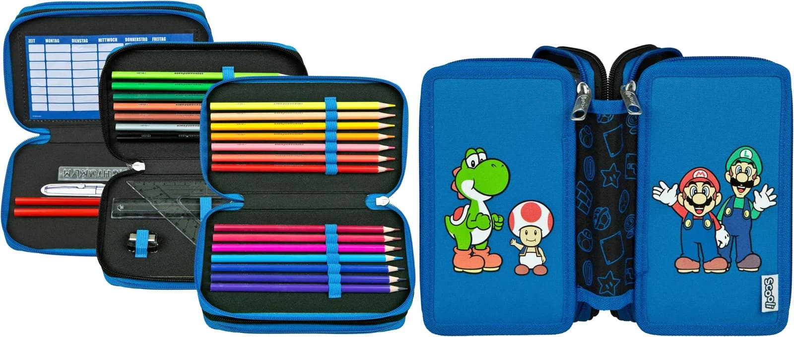 Federmäppchen SCOOLI Tripledecker Super Mario Kinder Polyester