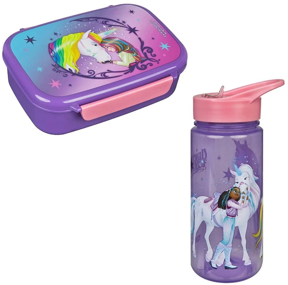 SCOOLI Lunchbox mit Trinkflasche Kinder Unicorn Academy Bunt