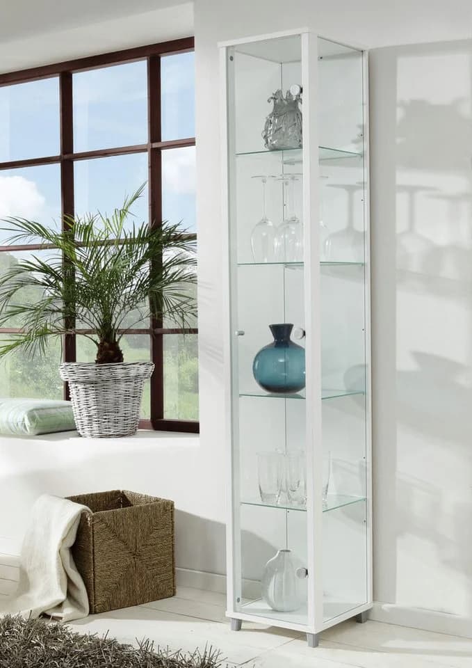 FIF MÖBEL Vitrine OPTIMA Weiß 172cm ESG Glas
