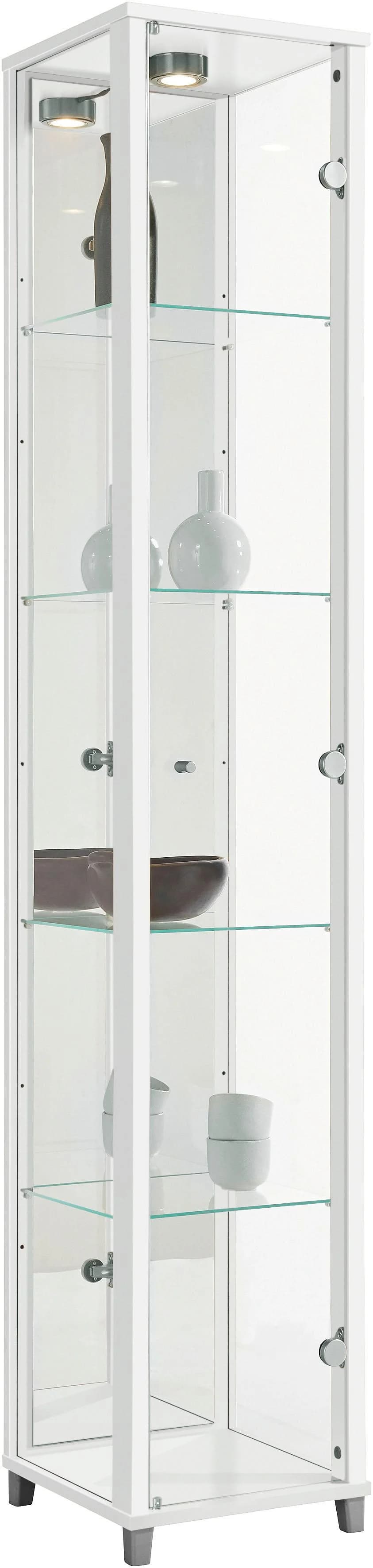 FIF MÖBEL Vitrine OPTIMA Weiß mit LED-Beleuchtung und ESG-Glas