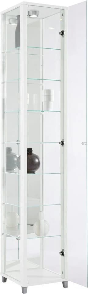 FIF MÖBEL Vitrine OPTIMA Weiß mit LED-Beleuchtung und Sicherheitsglas