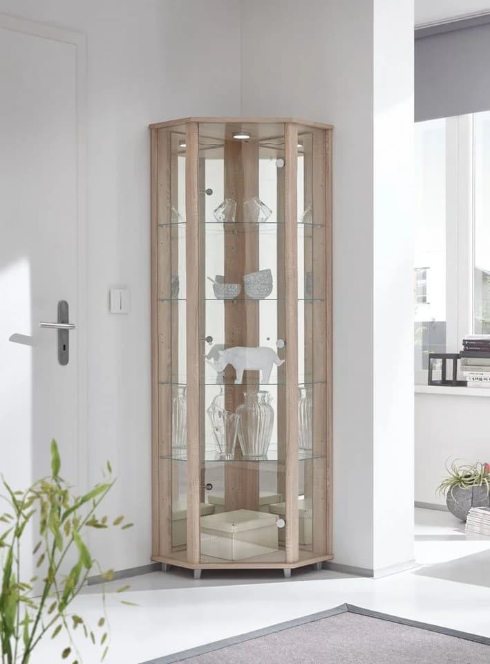 fif möbel Eckvitrine TRIO mit LED-Beleuchtung und Glastür