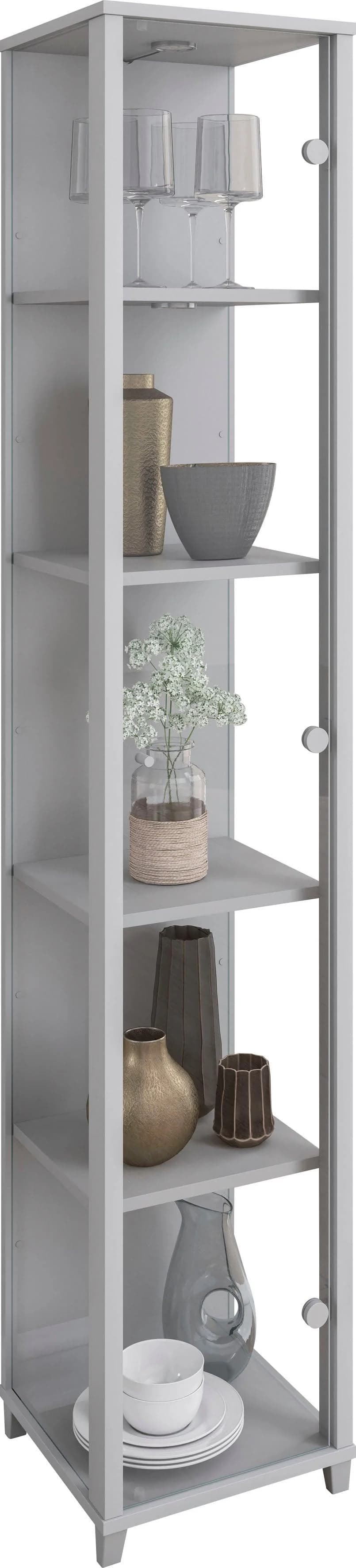 FIF MÖBEL Vitrine OPTIMA Silber mit LED-Beleuchtung