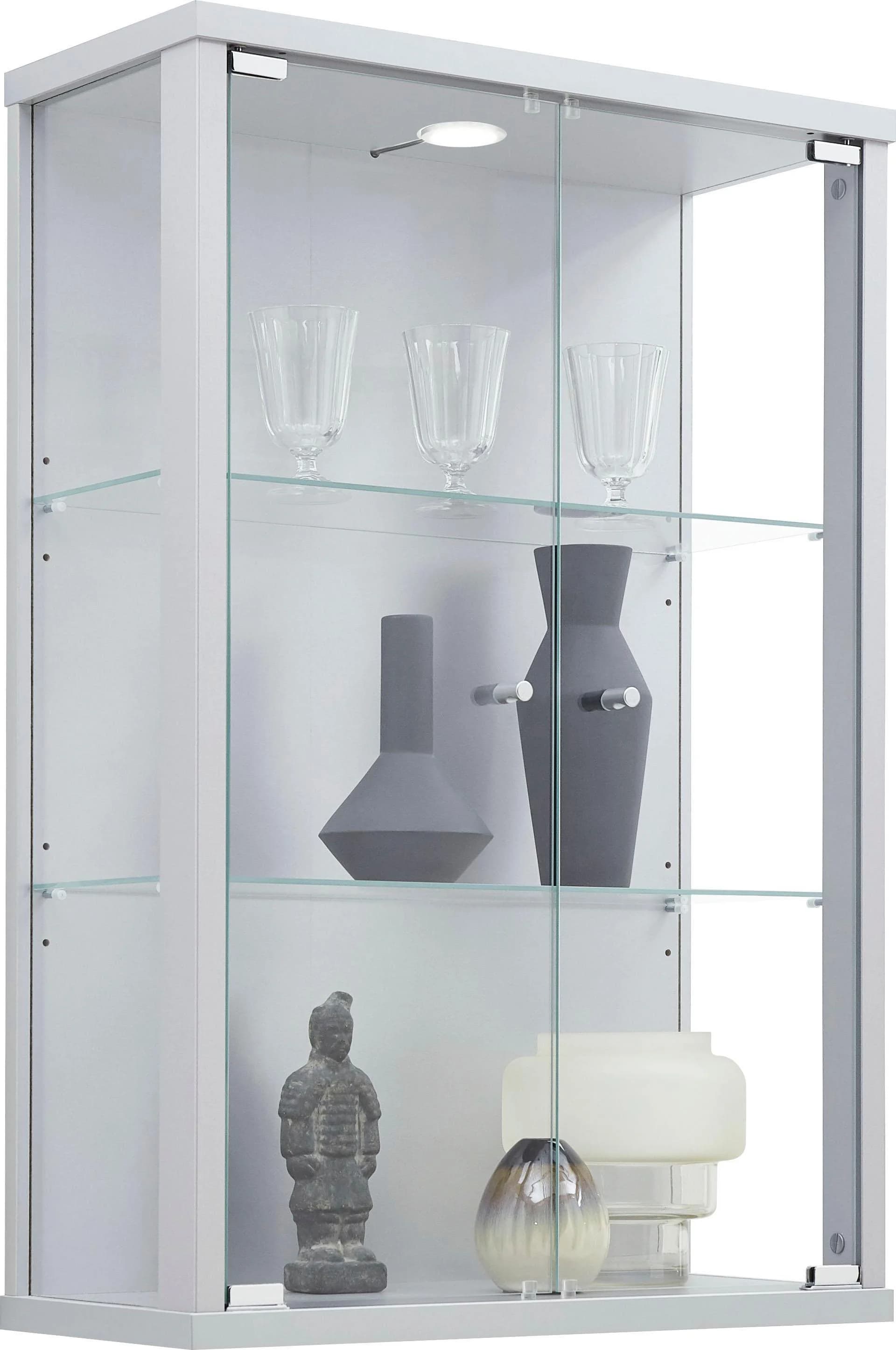 FIF MÖBEL Vitrine OPTIMA Silber 2x Glastür Holzwerkstoff