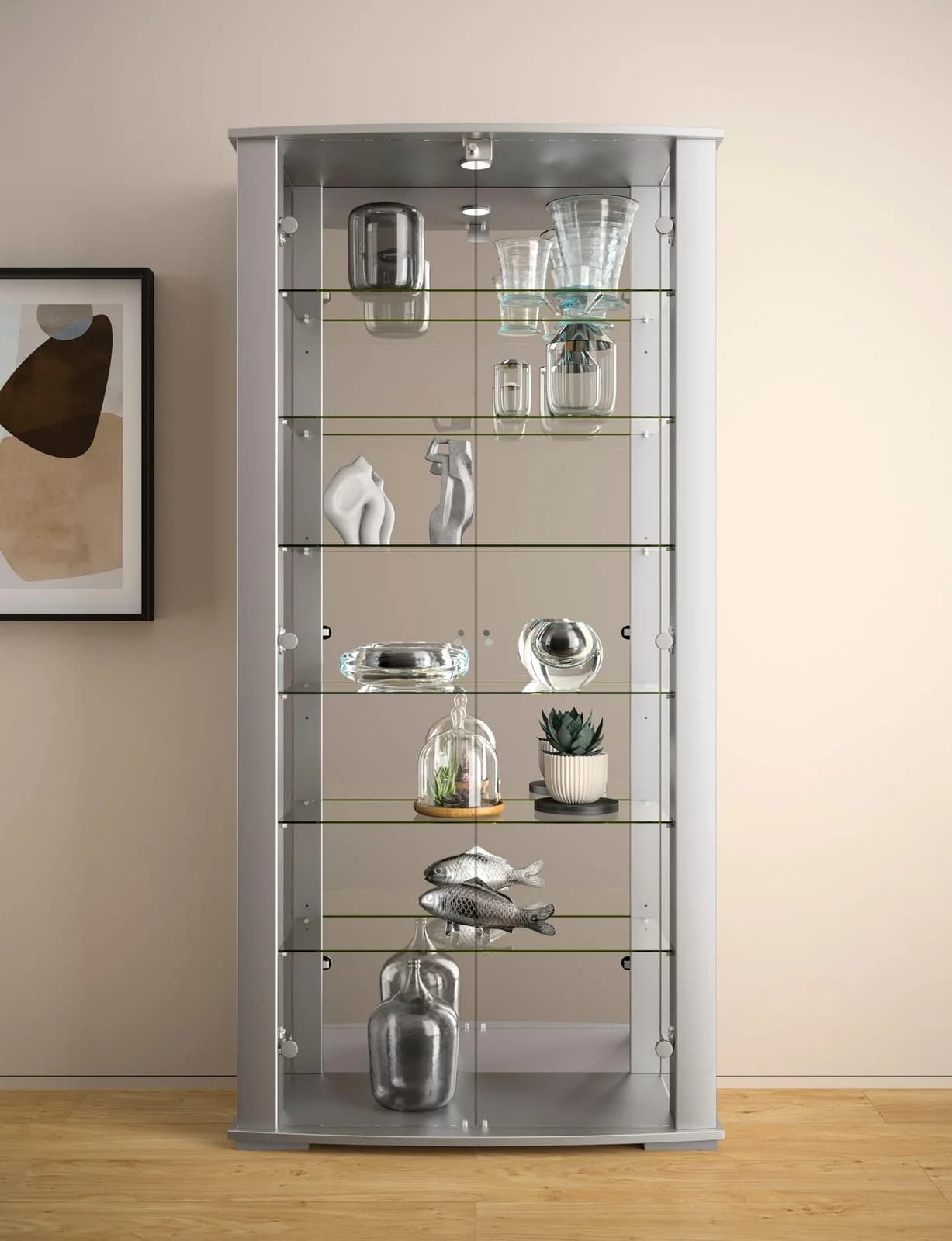 Vitrine FIF MÖBEL "STELLA" Silber Sammlervitrine