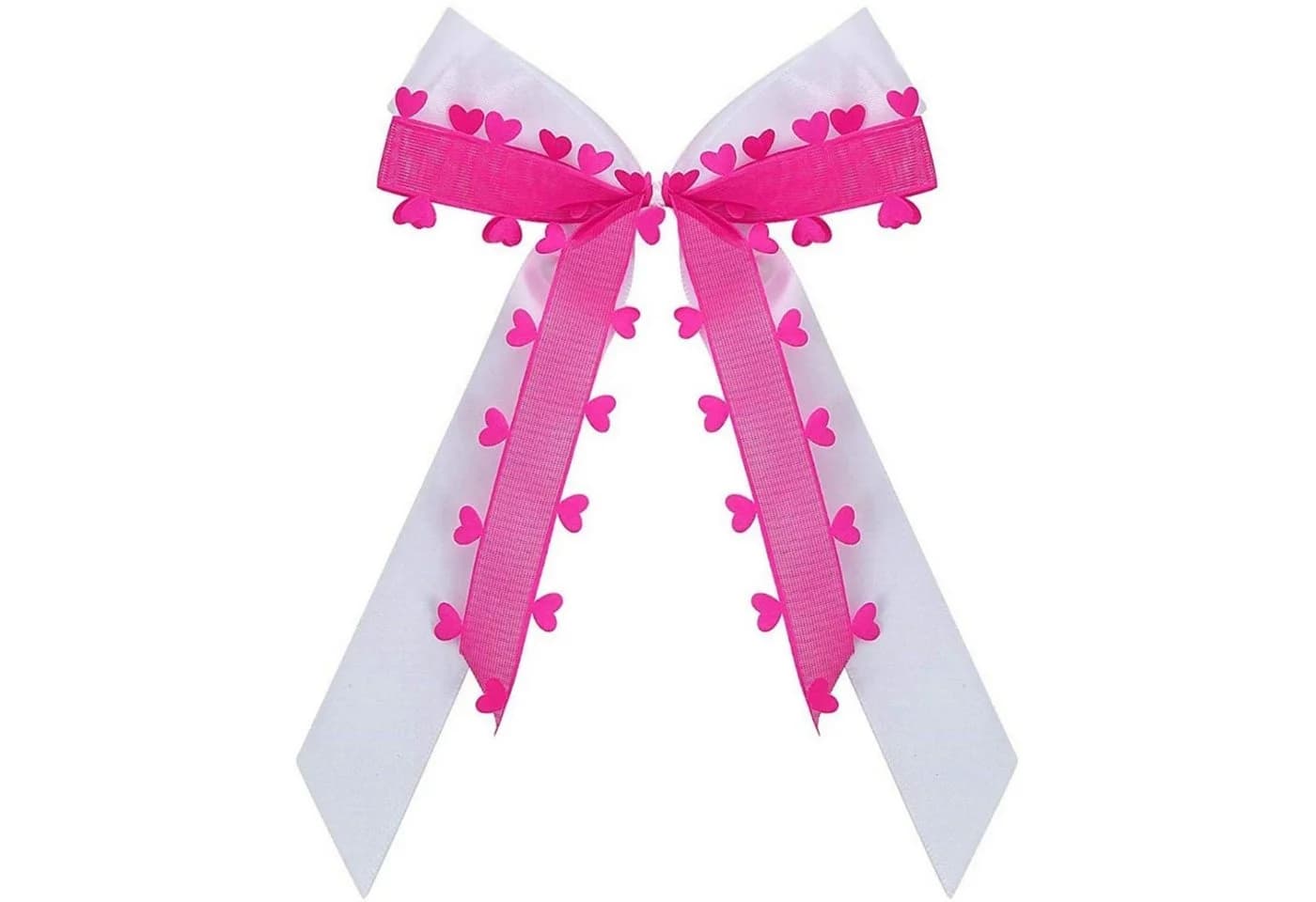 Praknu 25 Antennenschleifen Pink mit Herzen Satin Band Hochzeit Deko