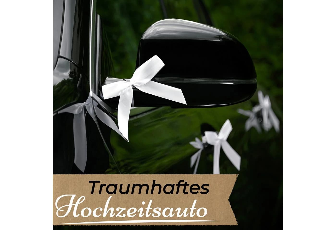 Praknu Antennenschleifen Weiß Set 50 St Satinband Hochzeit Deko
