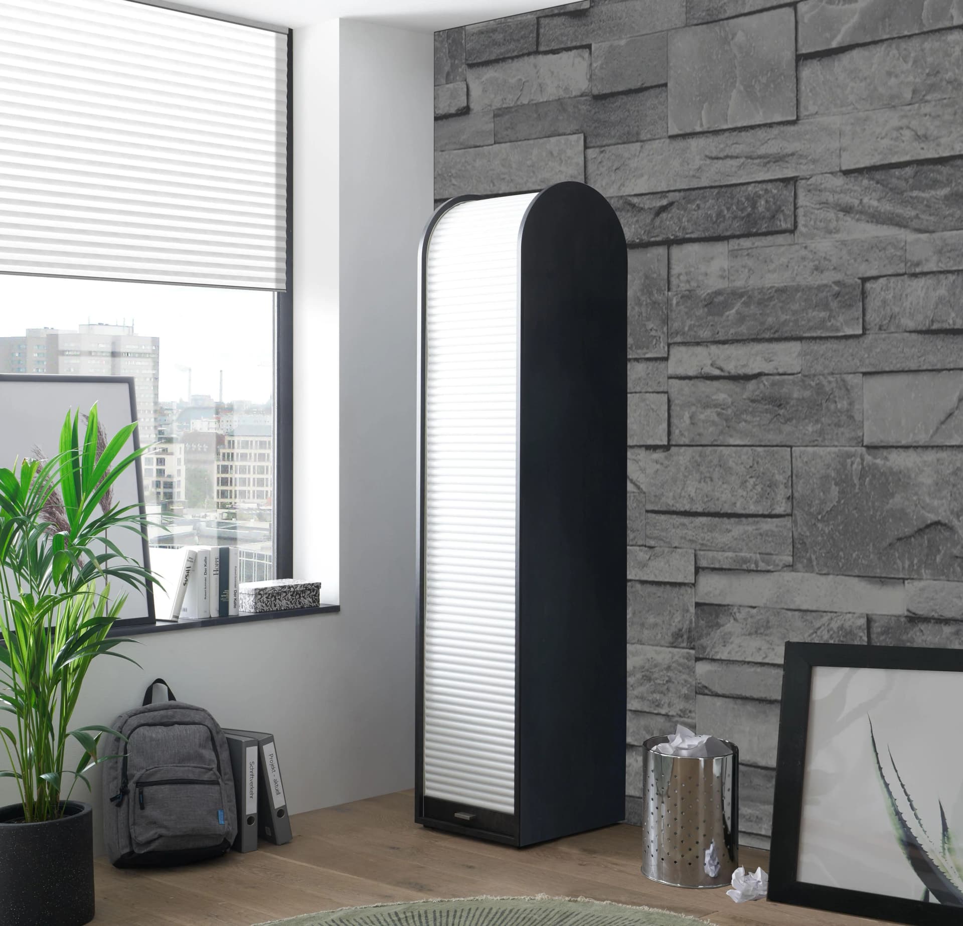 MÄUSBACHER Rollladenschrank Big System Office Schwarz Weiß