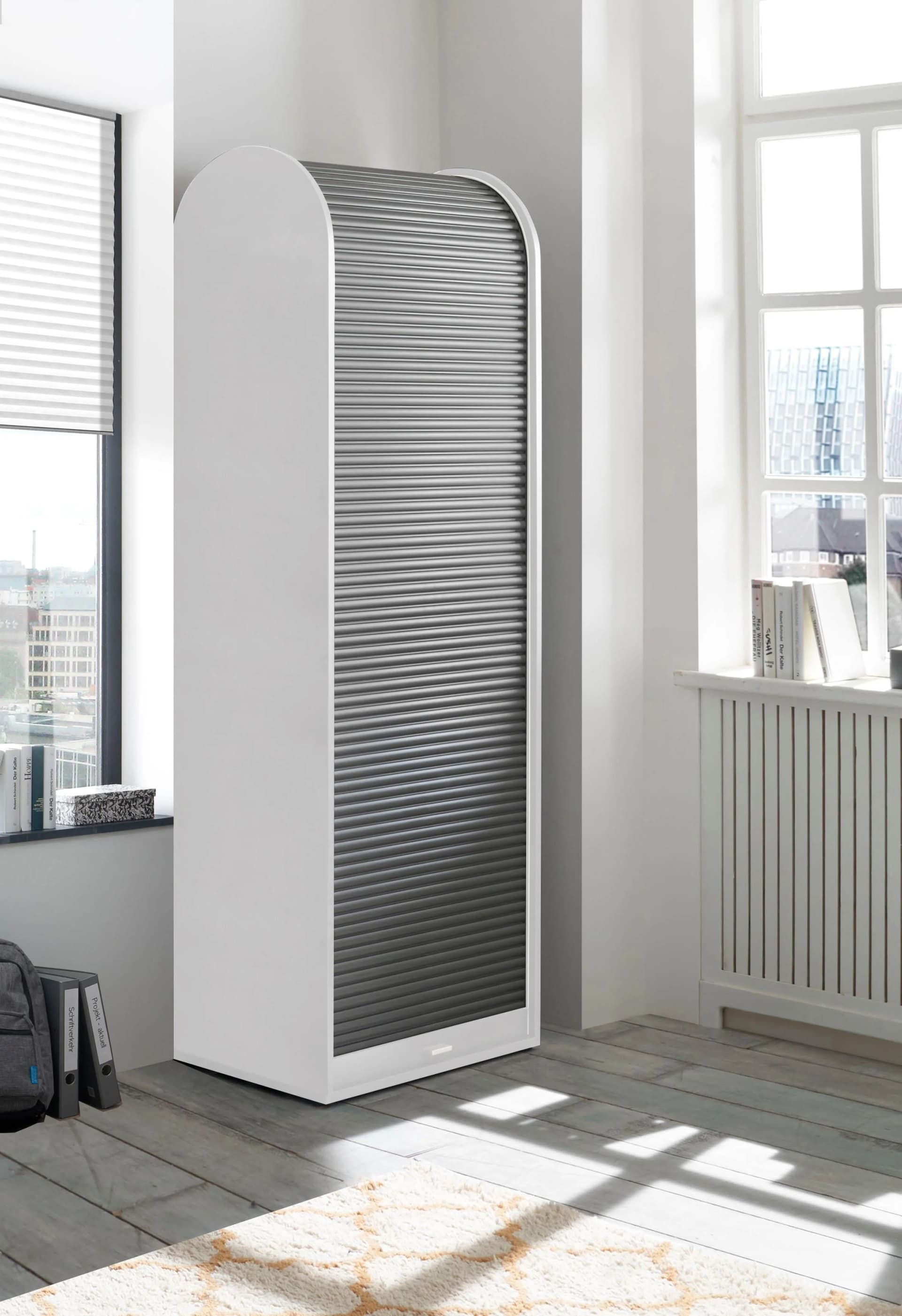 Mäusbacher Rollladenschrank Big System Office Weiß Matt Lack Graphit