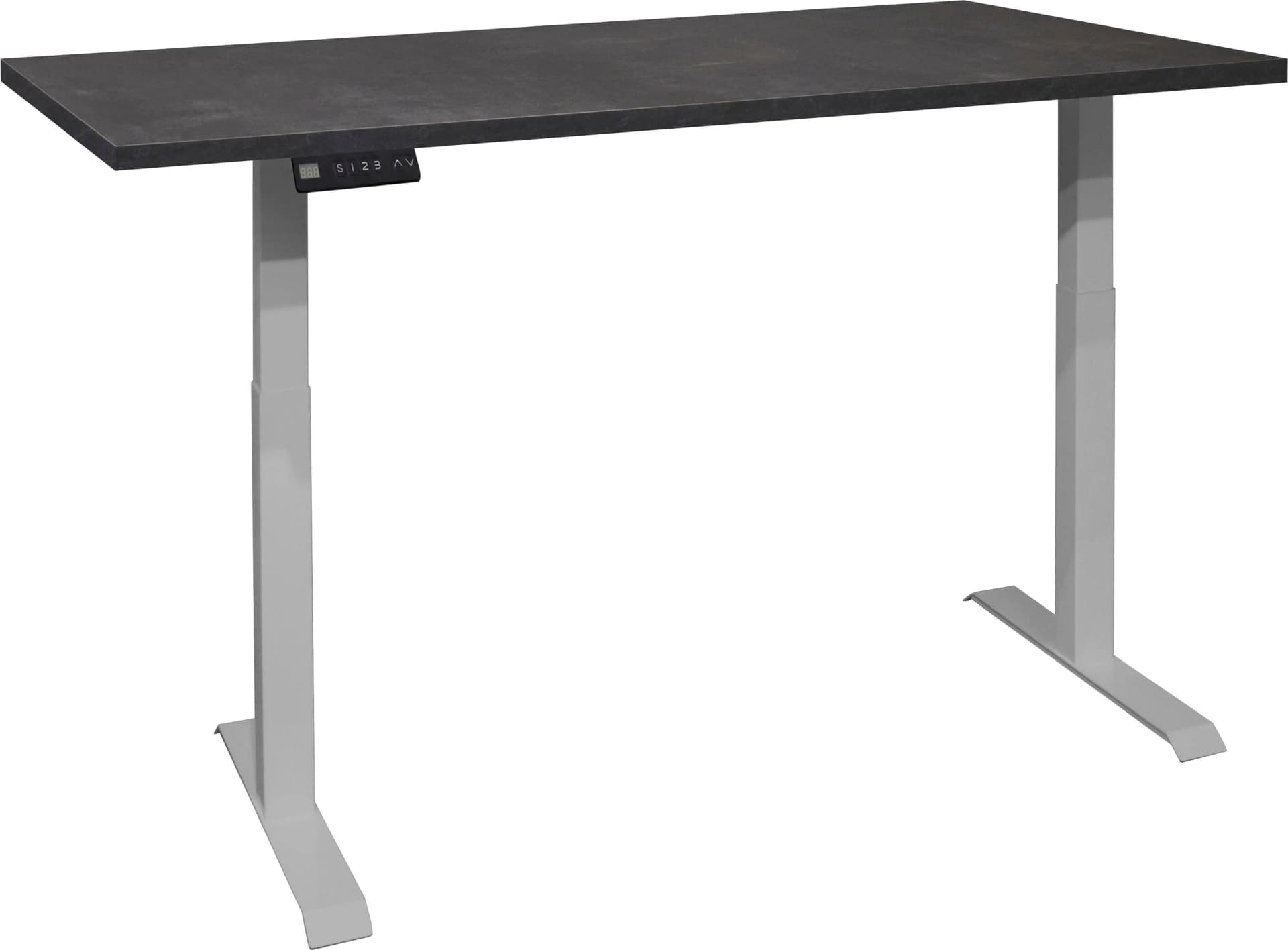 Mäusbacher Big System Office Schreibtisch Silber Schwarz 160 cm elektrisch höhenverstellbar