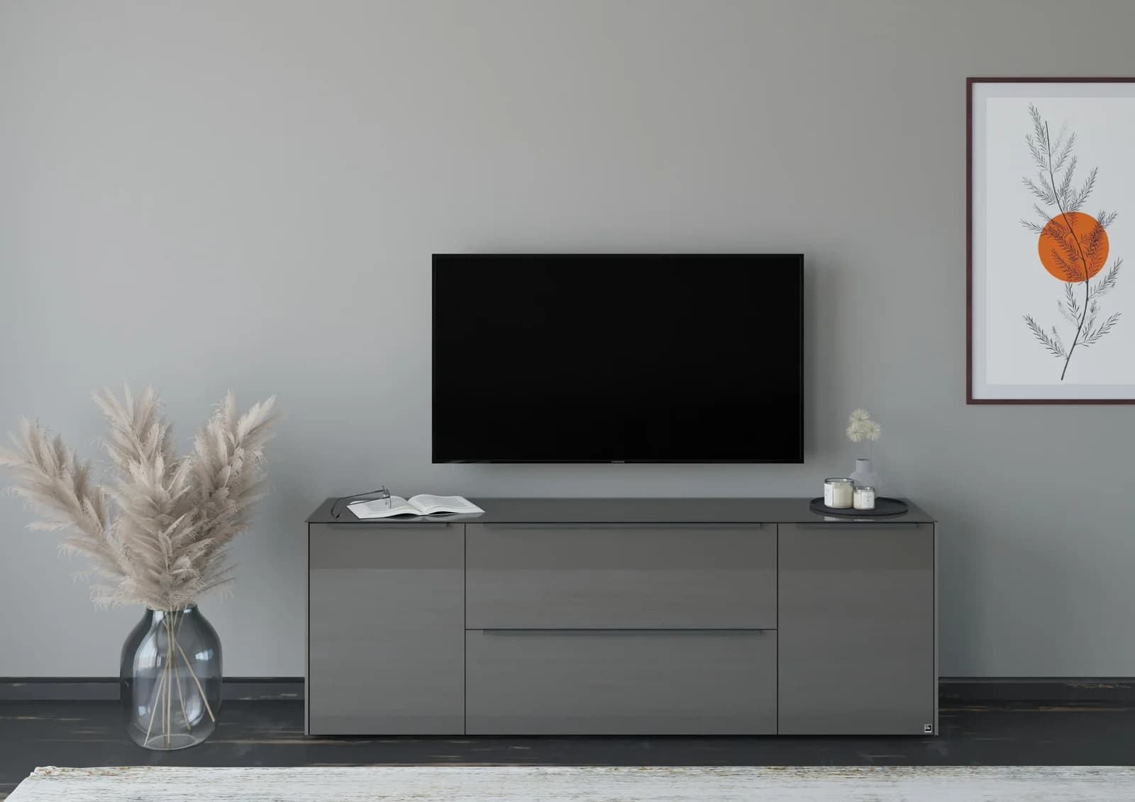 Lowboard Reno Anthrazit Glas Front Set One by Musterring