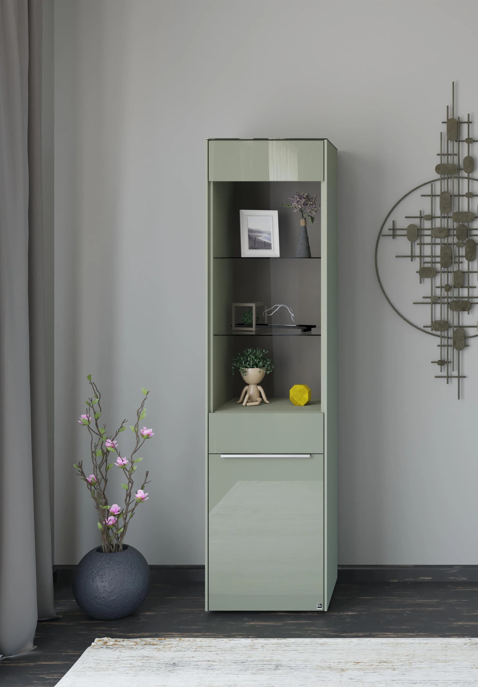 Standvitrine Reno Olivgrün Glas Set One by Musterring