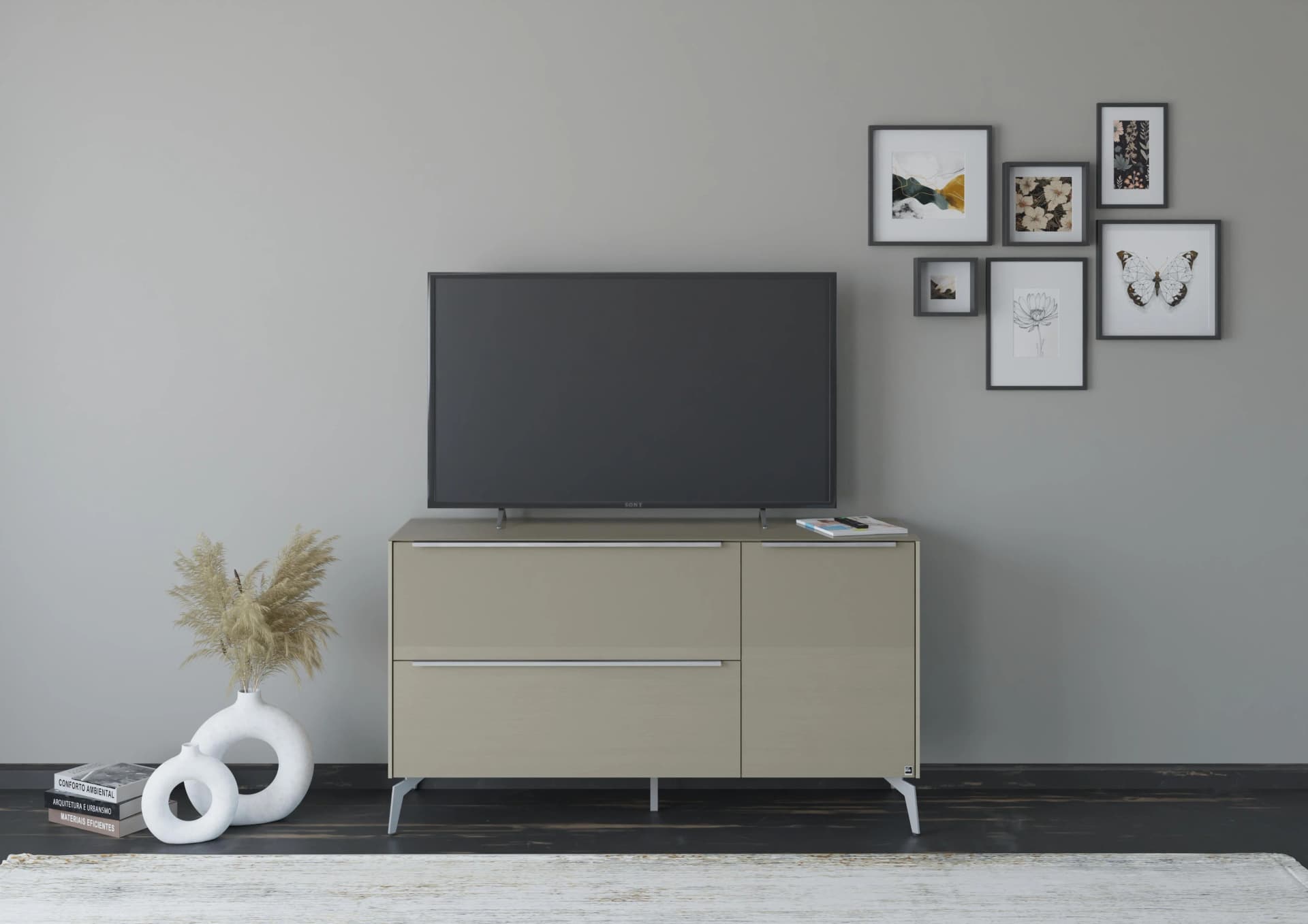 Lowboard Reno taupe matt lack Glas 137cm Musterring