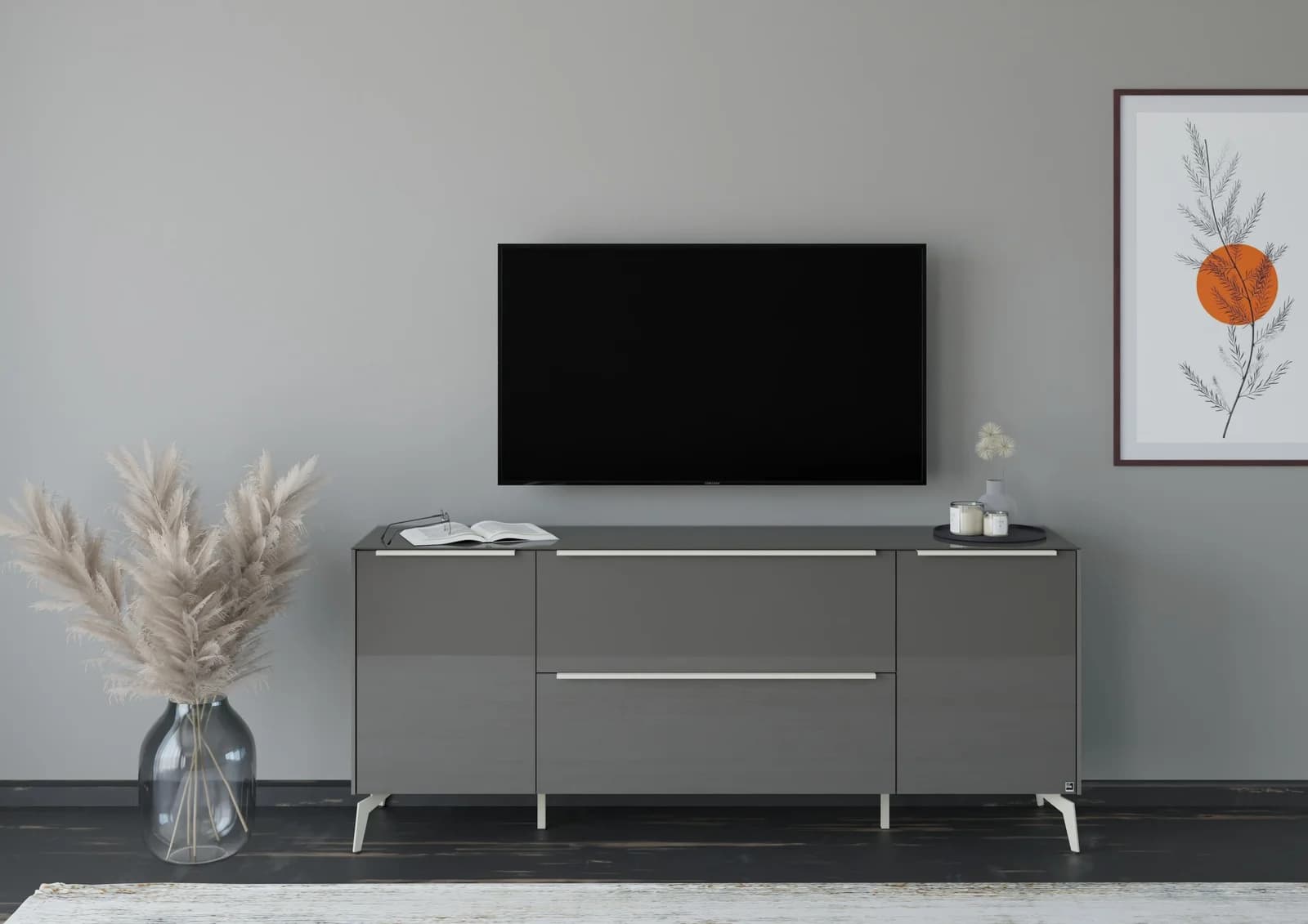 Lowboard Reno Anthrazit Glas Set One by Musterring