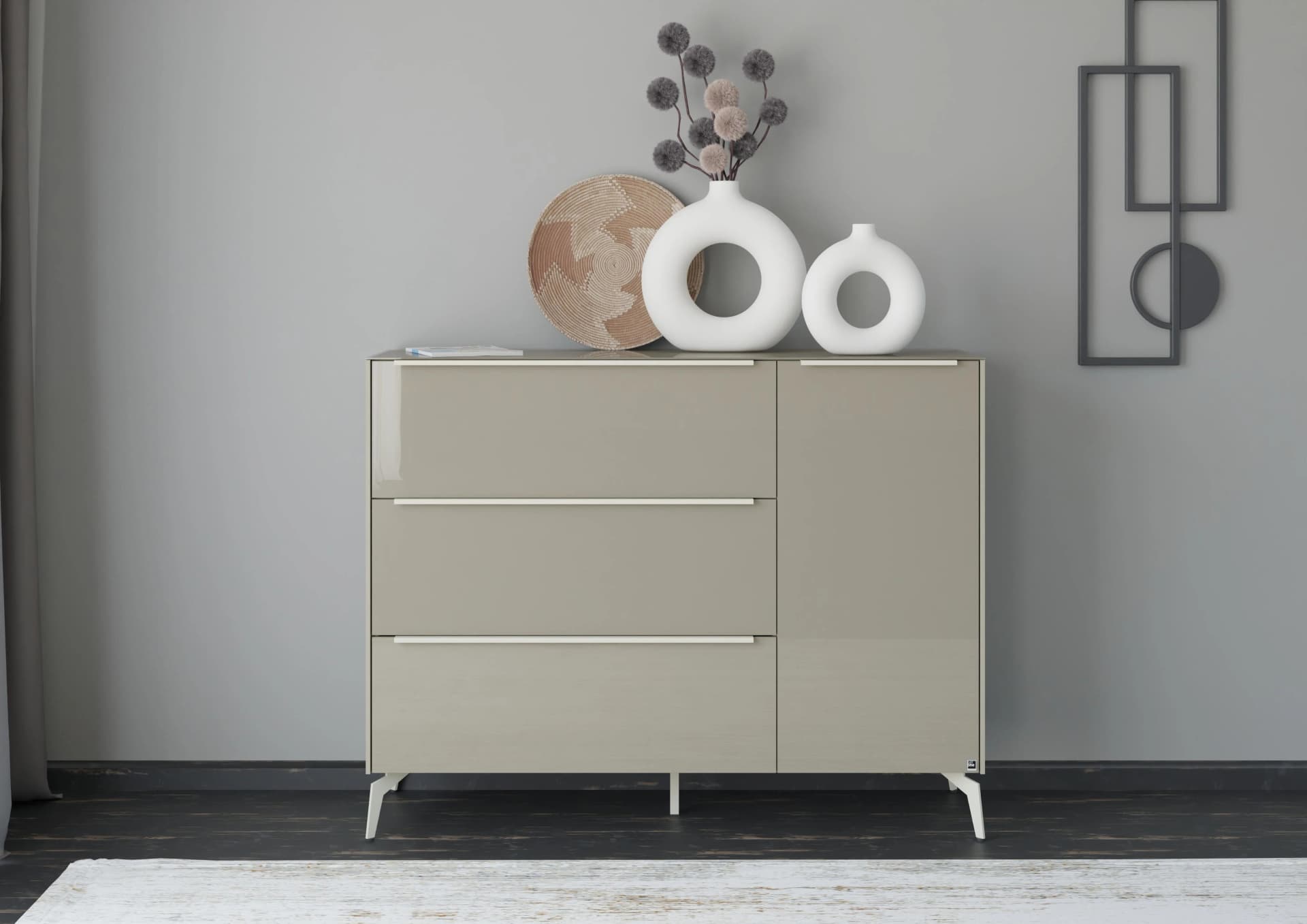 Sideboard Reno Taupe Matt Lack Glas Taupe Glanz Musterring