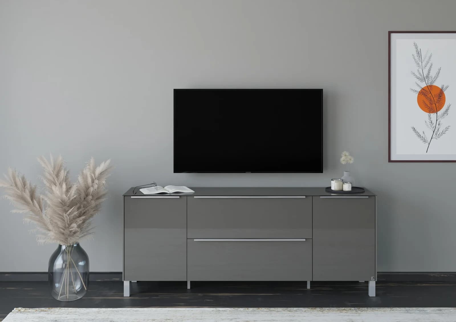 Lowboard Reno Anthrazit Glas 182cm Set One by Musterring
