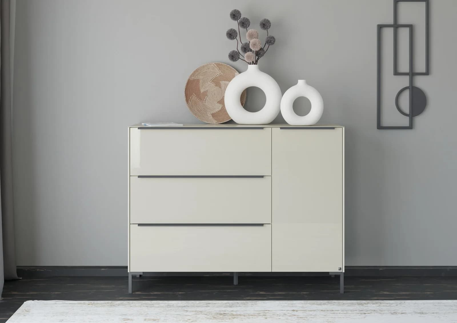 Sideboard Reno Kaschmir Matt Lack Glas Kaschmir Glanz Set One by Musterring