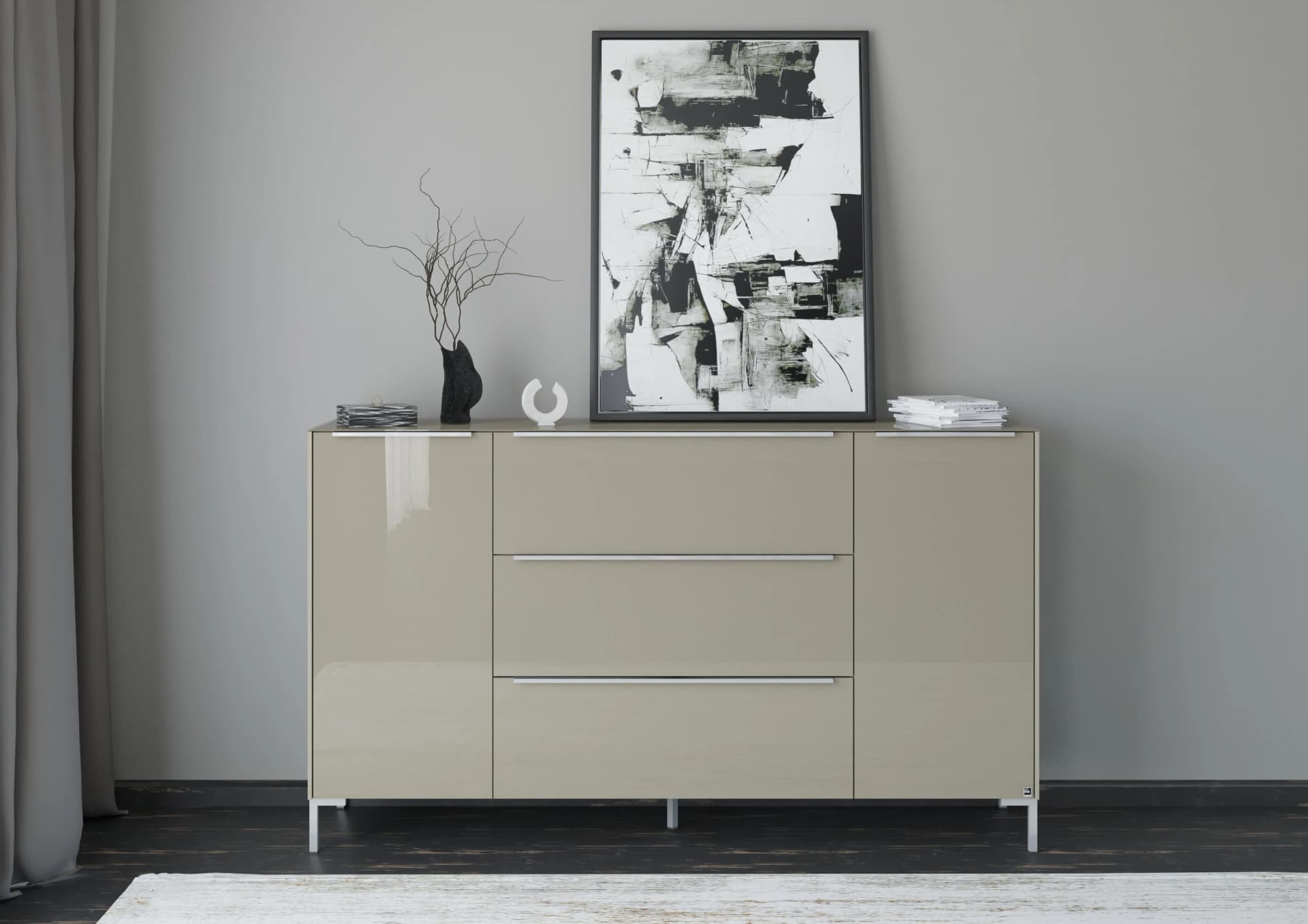 Sideboard Reno Taupe Matt Lack Glas Taupe Glanz Musterring