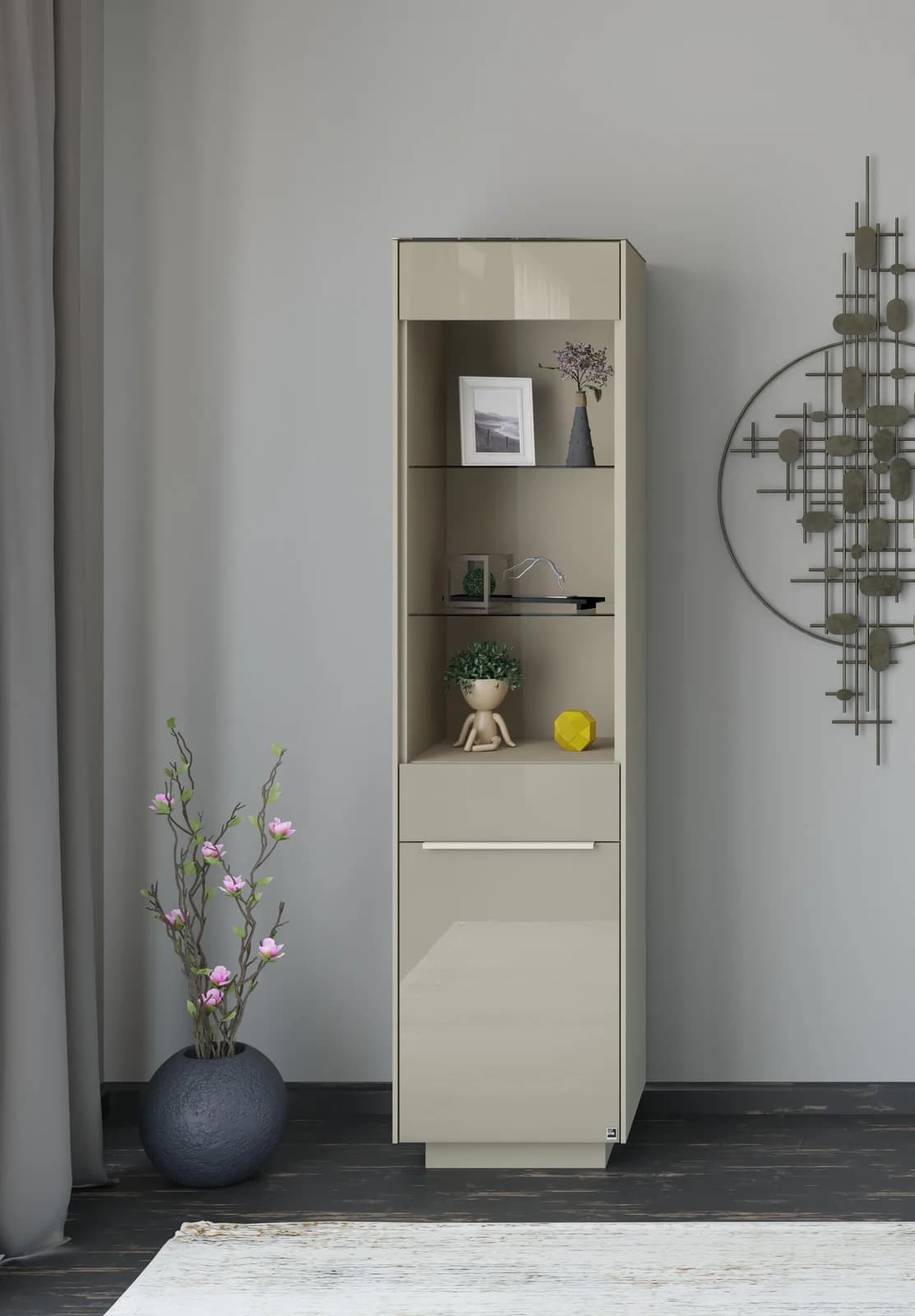 Standvitrine Reno Taupe Matt Lack Glas Taupe Glanz Set One By Musterring